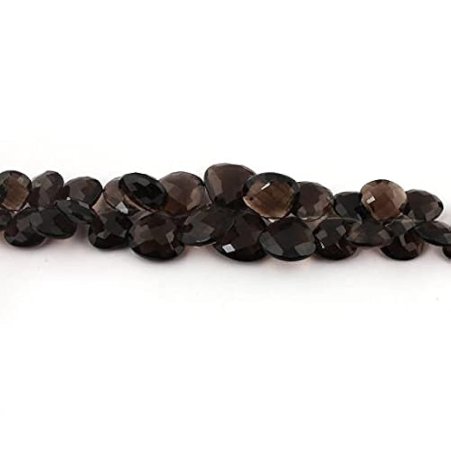 Quartz enfumé briolettes perles cœur facetté 12mm-20mm pour création bijoux DIY