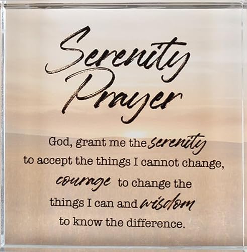 CBC Serenity Prayer Paperweight Glass Block Plaque Standing