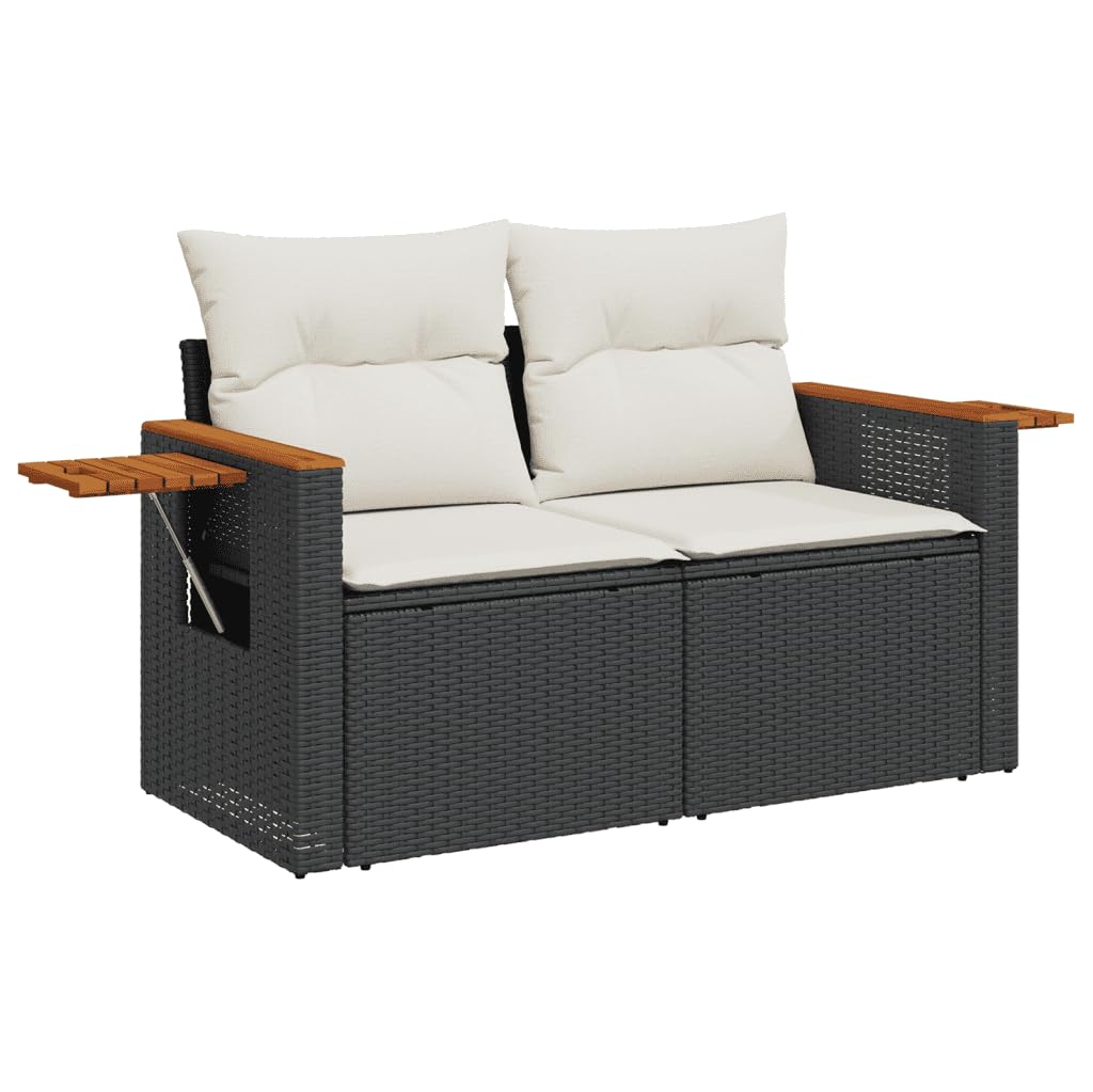 vidaXL Gartenmöbel-Set, 5-teilig, mit Kissen aus Polyrattan, Schwarz