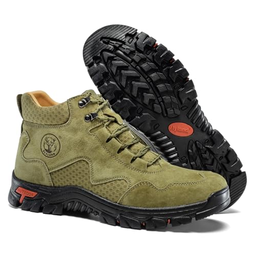 Image of FLYLAND Men's Chukka Boots Casual Leather Shoes Ankle Shoes Non Slip Breathable Comfortable Mid Top for Outdoor Driving Walking