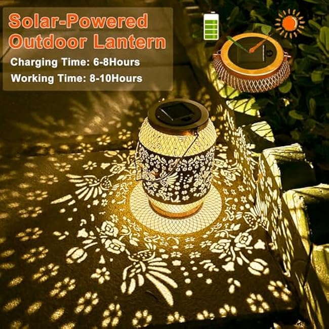 Solar Lantern Outdoor Waterproof,Birthdays Gifts for Women Mom Grandma,Hummingbird Garden Decor,Metal Hanging Solar Lights Decorative for Christmas,Thanksgiving,Backyard,Patio,Porch,Lawn