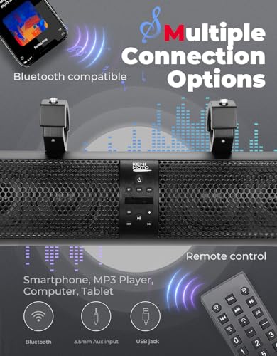Image of KEMIMOTO UTV Sound Bar 18 Inch SXS Speaker RGB Wireless Control Bluetooth Compatible with 2X Tweeter and 2X Subwoofer Compatible with Polaris Can am Talon CForce, for 1.56 inch- 2.25 inch Roll Cage