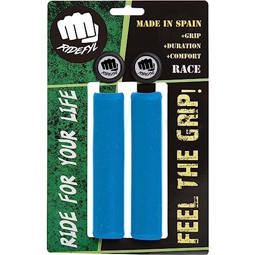 Ridefyl | Puños de Bicicleta Race | Accesorios Bicicleta | Ciclismo | Deporte | Adultos | Unisex | Color Azul Turquesa | Talla Única | Fabricado en España