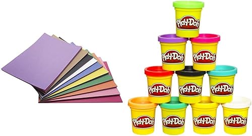 Childcraft Papel de construcción, 9 x 12 pulgadas, 500 hojas, 1465886 y compuesto de modelado Play-Doh, paquete de 10 cajas de colores, no tóxico,