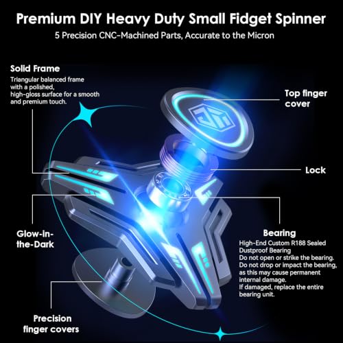 Image of Fidget Spinners, Fidget Spinners Toy, Stress Anxiety ADHD Relief Figets Toy, Spinner Gifts for Adults and Teens, Cool Metal Finger Hand Toy with Luminous Light, Absorb Solar Light Then Release in Dark
