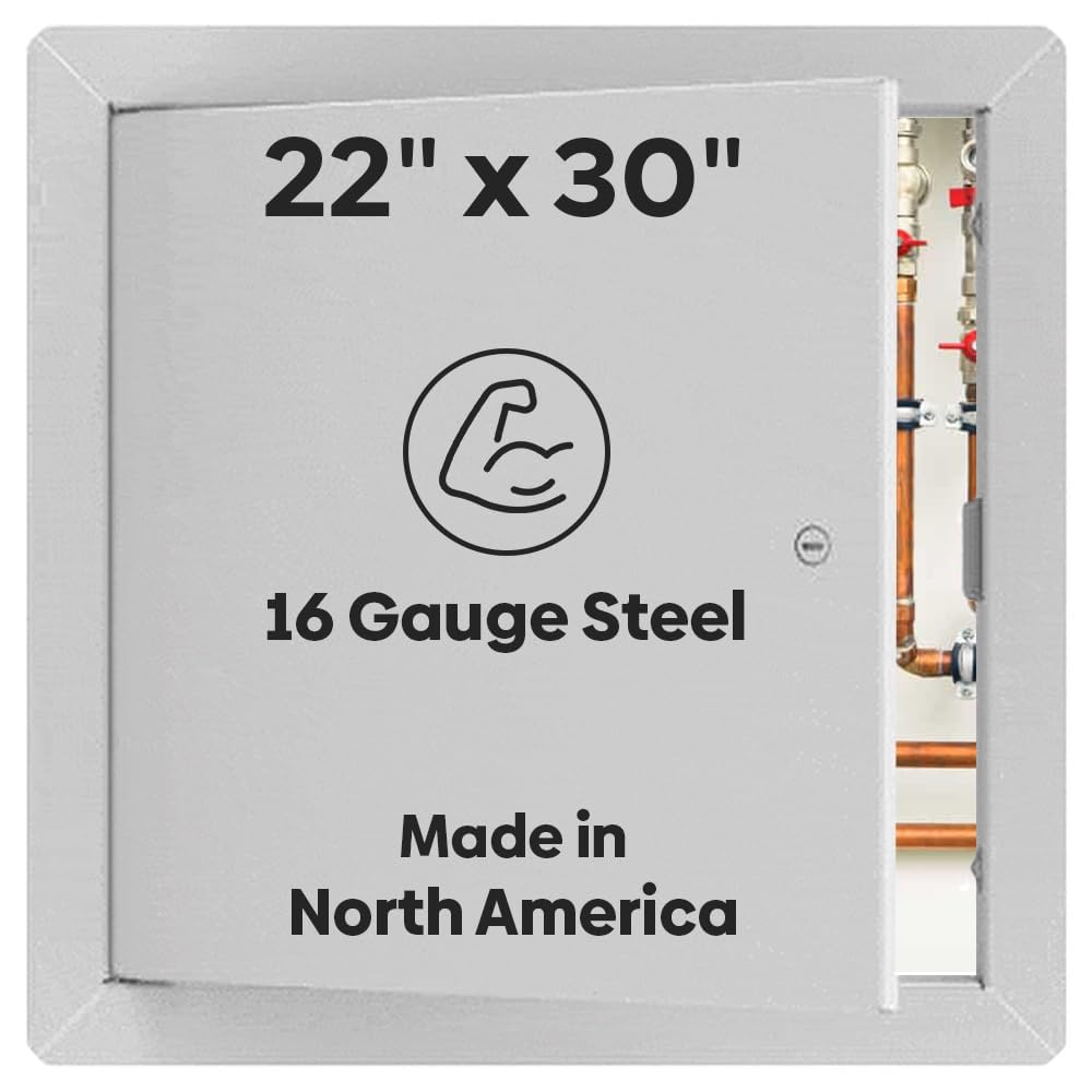 - Best 22" x 30" Universal Access Panel – Flush Steel Door with Exposed Flange for Walls or Ceilings, 16-Gauge Cold Rolled Steel Frame, Screwdriver Cam Latch, White Powder-Coat Primer Finish, BA-UAP