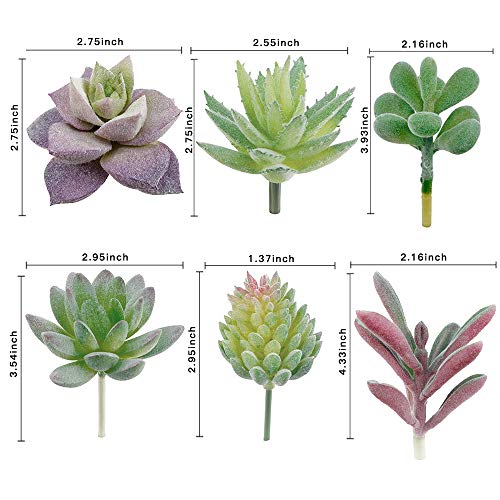16 Pack Artificial Succulent Create Realistic Succulent Flocking Plants Unpotted Fake Succulents Plant For Lotus Landscape Decorative Garden Arrangement Decor #TOP5