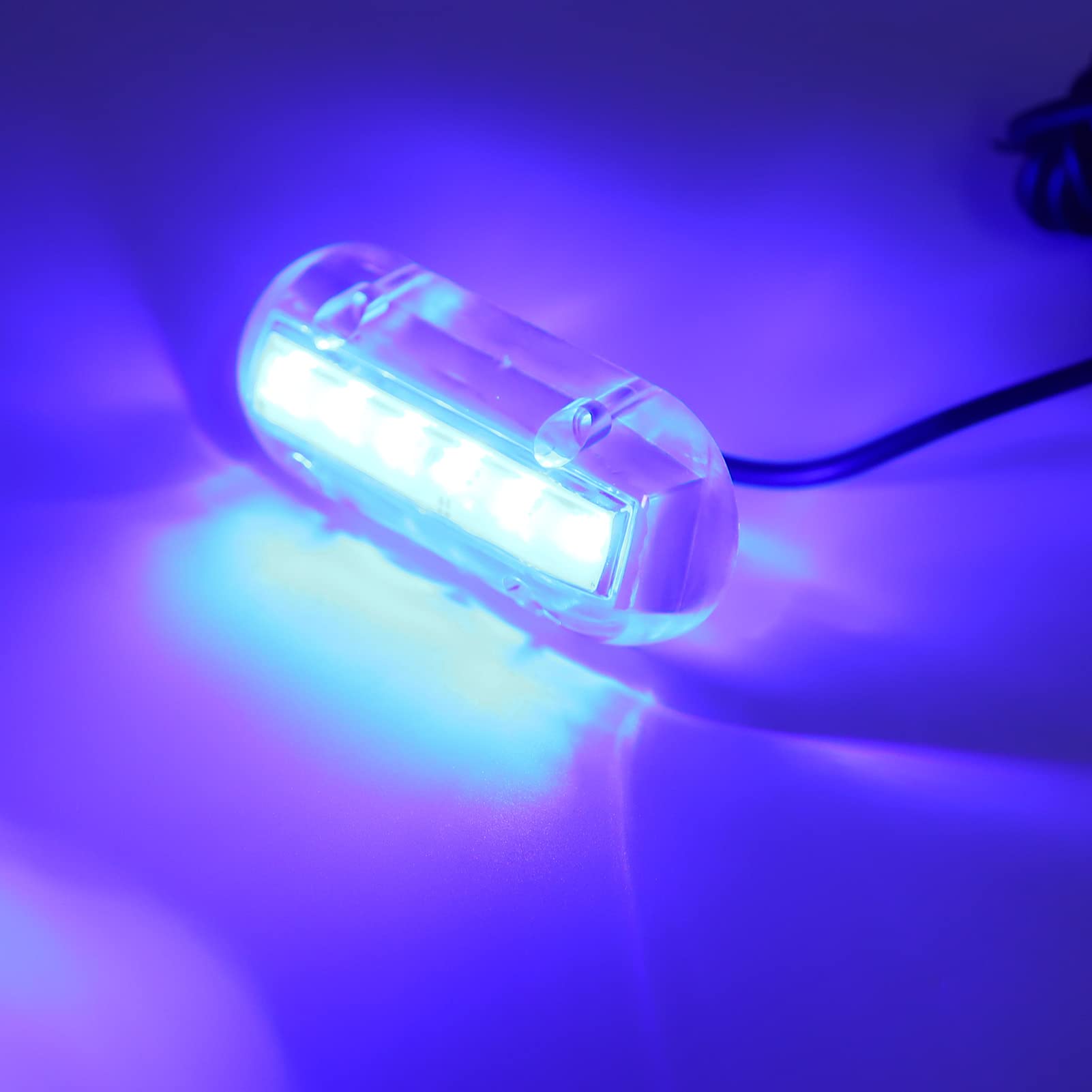 Chrees Blaue LED-Unterwasserleuchte, Wasserdichte Marine-Beleuchtungslampe für Boot, Yacht, 6 LED-Perlen, IP68, DC12 V, 1,1 W, für den Nachtgebrauch