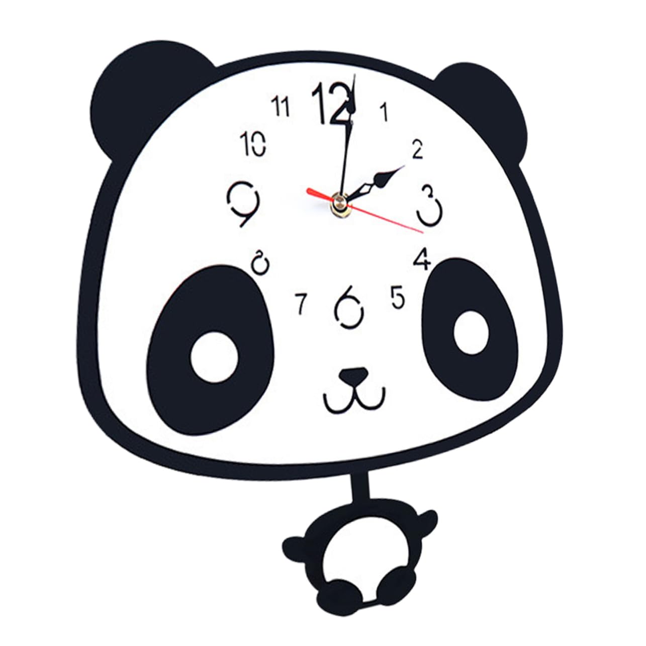 Horloge murale panda silencieuse pour décoration de chambre d'enfant et salon