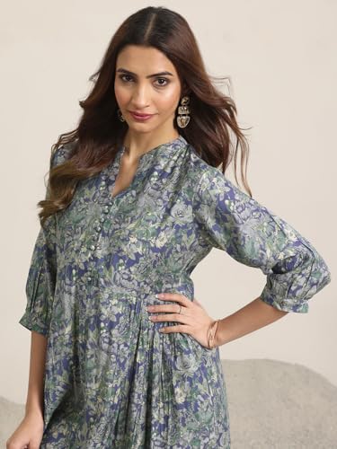 Image of Libas Printed Silk Blend A-Line Dress