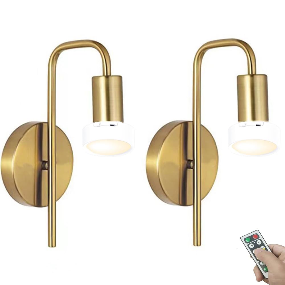 USB Rechargeable Battery Operated Wall Lamps Remote Control LED Wireless Wall Sconce Set of 2 Vintage Industrial Farmhouse Wall Mounted Lamp for Bedside Kids Bedroom Living Room