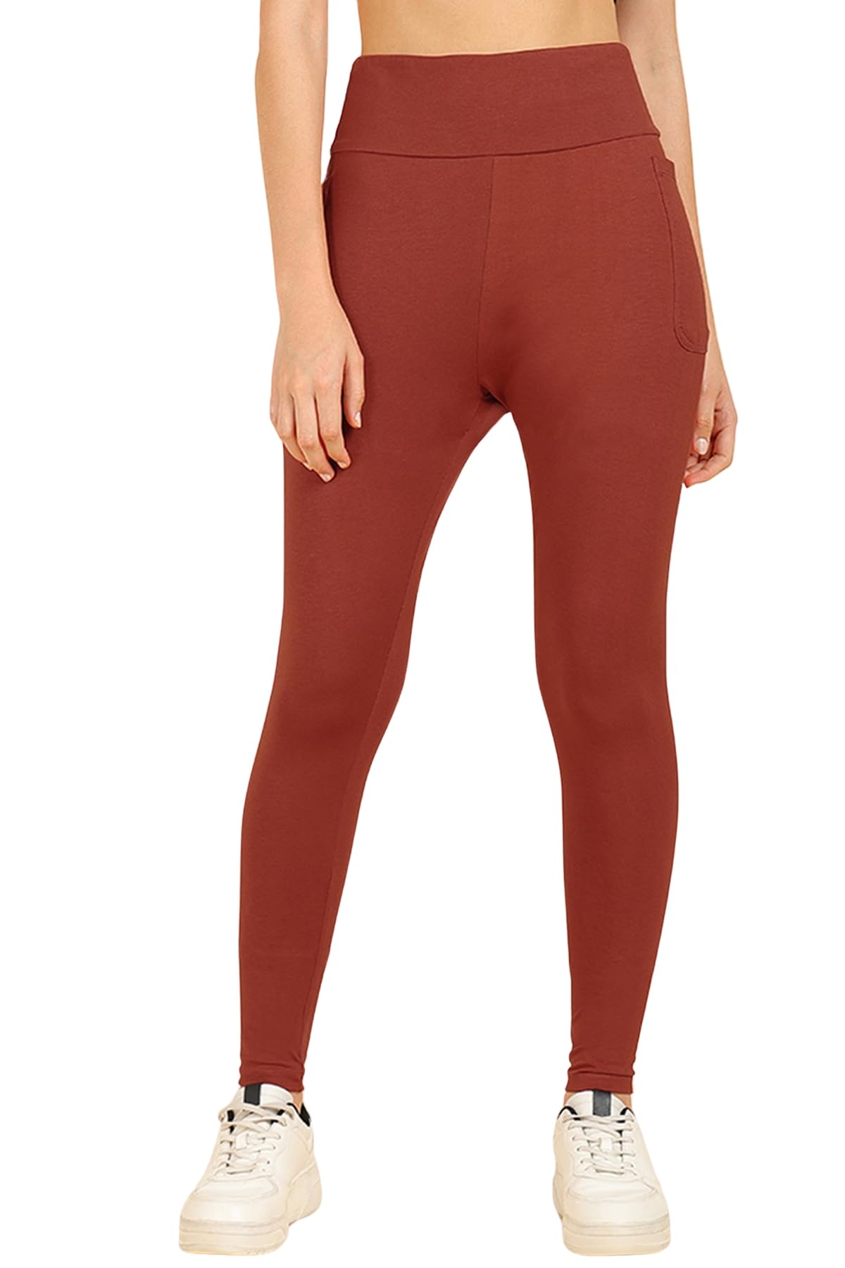 Maternity Stretchable Leggings for Women with Pockets | 95% Cotton 5% Elastane Post Pregnancy Legging for Recovery & Shaping | 2X Bio Washed High Waisted Legging for Mothers-image-25