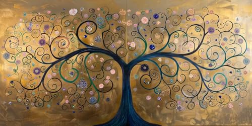 Diamond Painting Arbre Abstrait 70x140cm Peinture Diamant 5D Point de Croix Pierres Précieuses