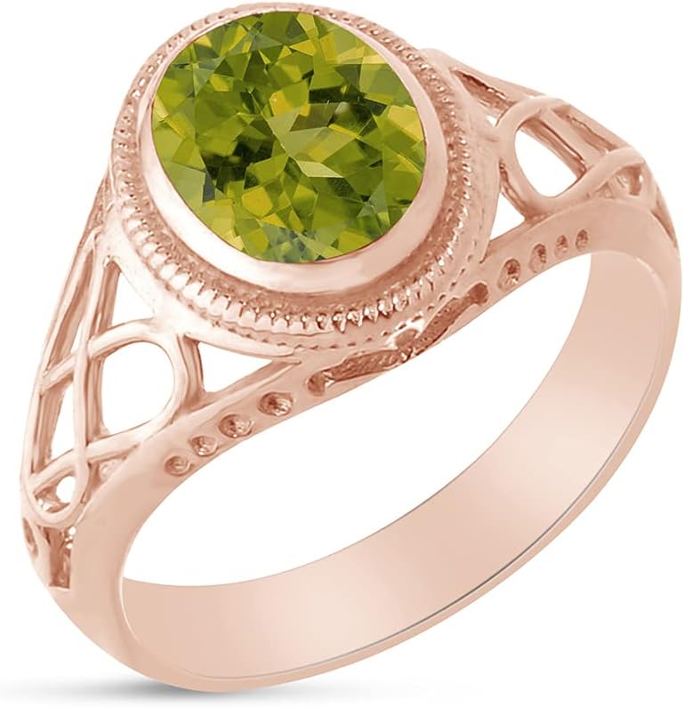 Celtic Lady's Simulated Birthstone Ring In 14K Rose Gold Plated 925 Sterling Silver Jewelry for Ladies
