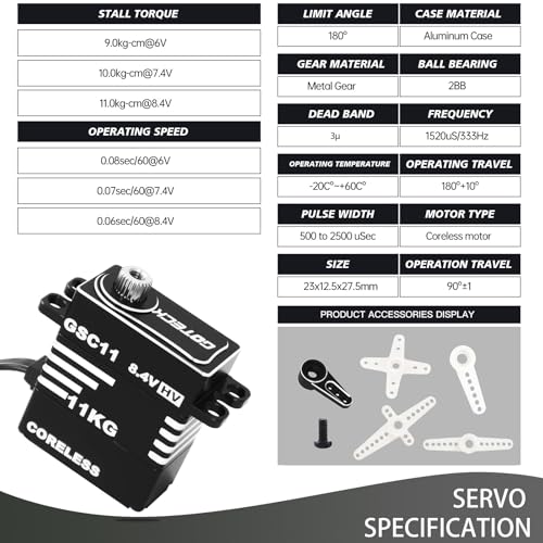 Servo de dirección GOTECK de 11KG para mejoras de SCX24 C10 JLU Bronco 1/24 RC 6