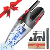 aspirador de mano potente sin cable 🎁【Manija cómoda, empaque de caja de regalo】 La aspiradora es liviana, de diseño ergonómico y cómoda de sostener. Las aspiradoras de mano también están equipadas con papel de regalo de colores y cintas rojas. Puedes preparar una sorpresa navideña para tus amigos. Este es un gran regalo de vacaciones.