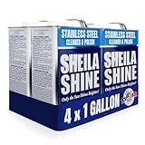 Sheila Shine 4 x 1 Gallon Stainless Steel Cleaner and Polish – Cleans, Polishes & Protects Kitchen Appliances, Refrigerators, Sinks, Ovens & Grills – Stainless Steel Cleaner for Appliances