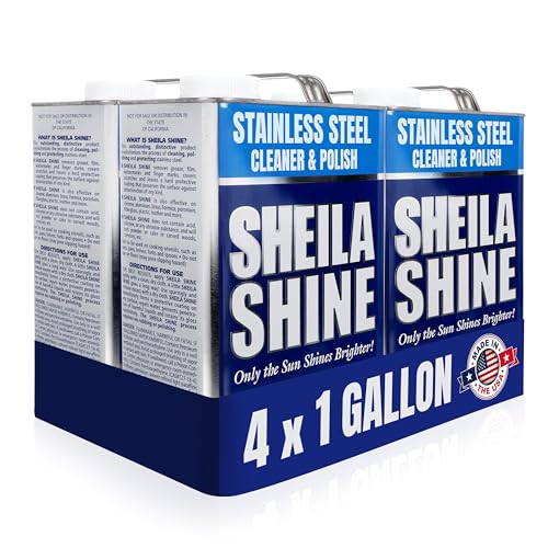 Sheila Shine 4 x 1 Gallon Stainless Steel Cleaner and Polish – Cleans, Polishes & Protects Kitchen Appliances, Refrigerators, Sinks, Ovens & Grills – Stainless Steel Cleaner for Appliances