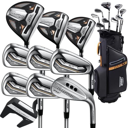 PGF Labs Men's Black Diamond BD-77 Complete Golf Club Package Set [14-Pieces][Flex: Regular] [Hand: Right] [Length: Standard]