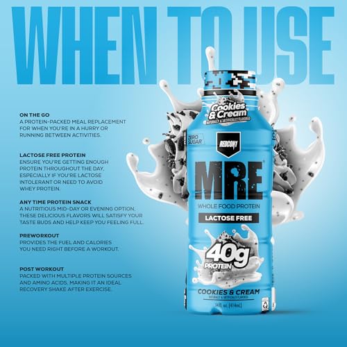 Image of REDCON1 MRE RTD Protein Shake | Cookies & Cream | Lactose Free, 40g Protein - 12 Pack, 14 oz
