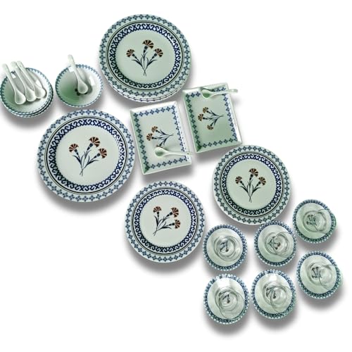 Vajilla Porland Perin de Porcelana - Juego De Desayuno De 36 Piezas – Servicio para 6 Personas – Vajilla completa y elegante