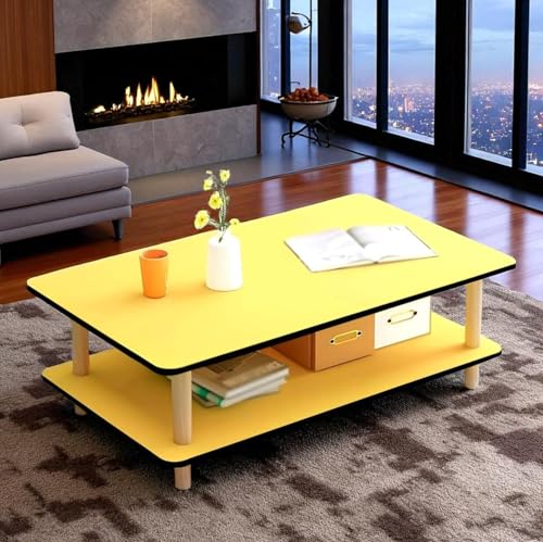 Image of Coffee Table - Rectangle Center Table for Living Room Engineered Wood Tea Table with Storage Stylish Teapoy Table for Hall, Lounge, and Office Spaces Durable (ENW-MARBAL-White)