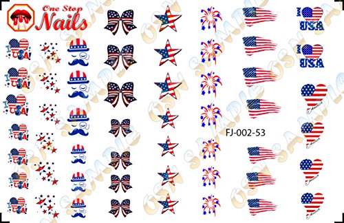 I Love America Waterslide Nail Decals by One Stop Nails V2A.