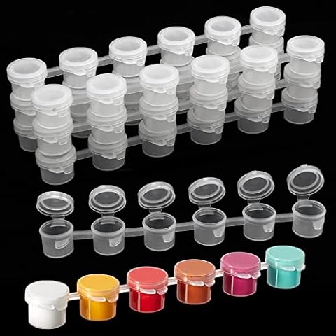 HEIHAK 100 Strips Clear Plastic Paint Strips, 5 ml Empty Paint Cup Pots with Lids Strips, Mini Paint Pot Strips for Art Festivals, Painting Classes and Family Activities, 600 Pots In Total Cover