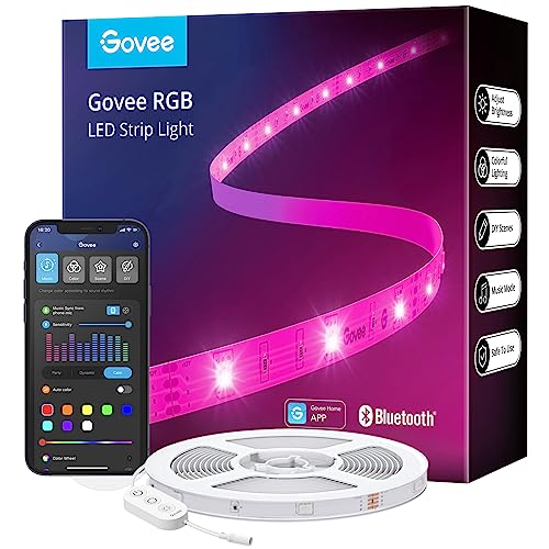 Govee 100ft Bluetooth RGB LED Strip Lights with App Control for Bedroom, Living Room, Kitchen, and Parties