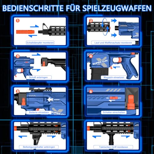 Kamaso Elektrisch Spielzeug Pistole für Kinder Gun Sniper, 2 Magazin 100 Darts, Foam Blaster mit Zielfernrohr für Scharfschützengewehr, Elektrisch Spielzeug-Geschenk für Junge ab 8-12 Jahren