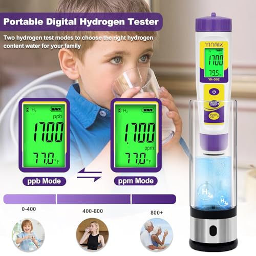 Image of Pool pH ORP Meter, Hydrogen Water Tester, ORP Meter, TDS pH Meter for Drinking Water, YINMIK 6 in 1 pH TDS H2 EC ORP Temp Water Quality Meter, Digital pH PPM EC Monitor