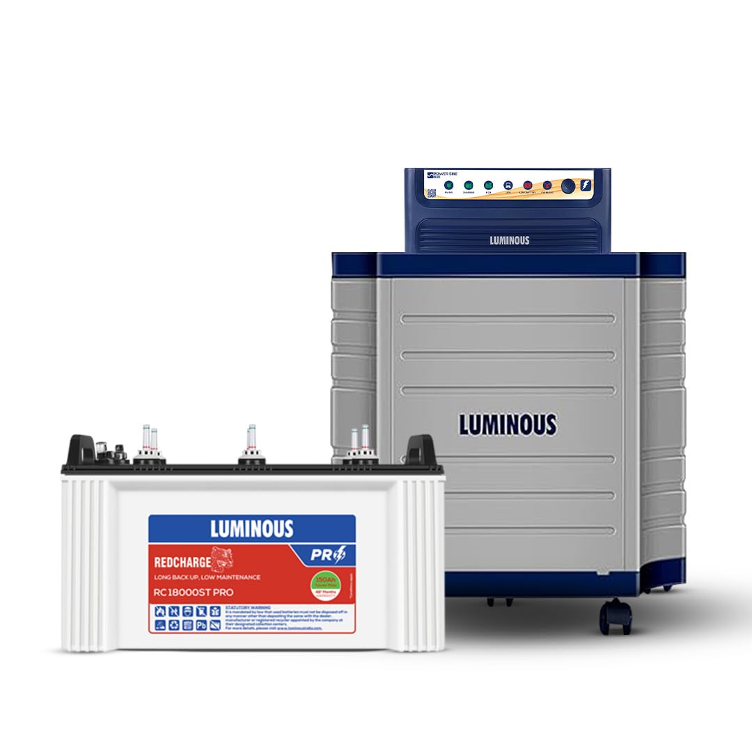 Luminous Inverter & Battery Combo (Power sine 800 Pure Sine Wave 700VA/12V Inverter with RC 18000st PRO Short Tubular 150Ah Battery + Trolley) for Home, Office & Shops-image-18