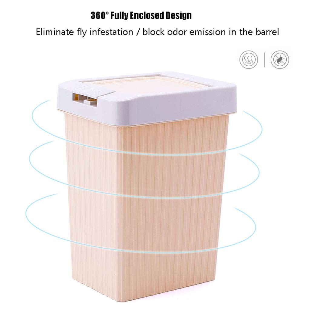 UPJAKS Cubo de Basura Caja Cuadrada táctil, Caja de Reciclaje for el hogar, Sala de Estar Cocina Estudio Dormitorio Oficina Baño Baño Plástico Bote de Basura Bote de Basura Baño (Color : Rose)