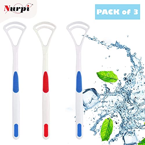 Image of Plastic Tongue Cleaner for Adults and Kids Fights Bad Breath Oral Care Tongue Cleaner, Easy to Use Travel Friendly- Pack of 3