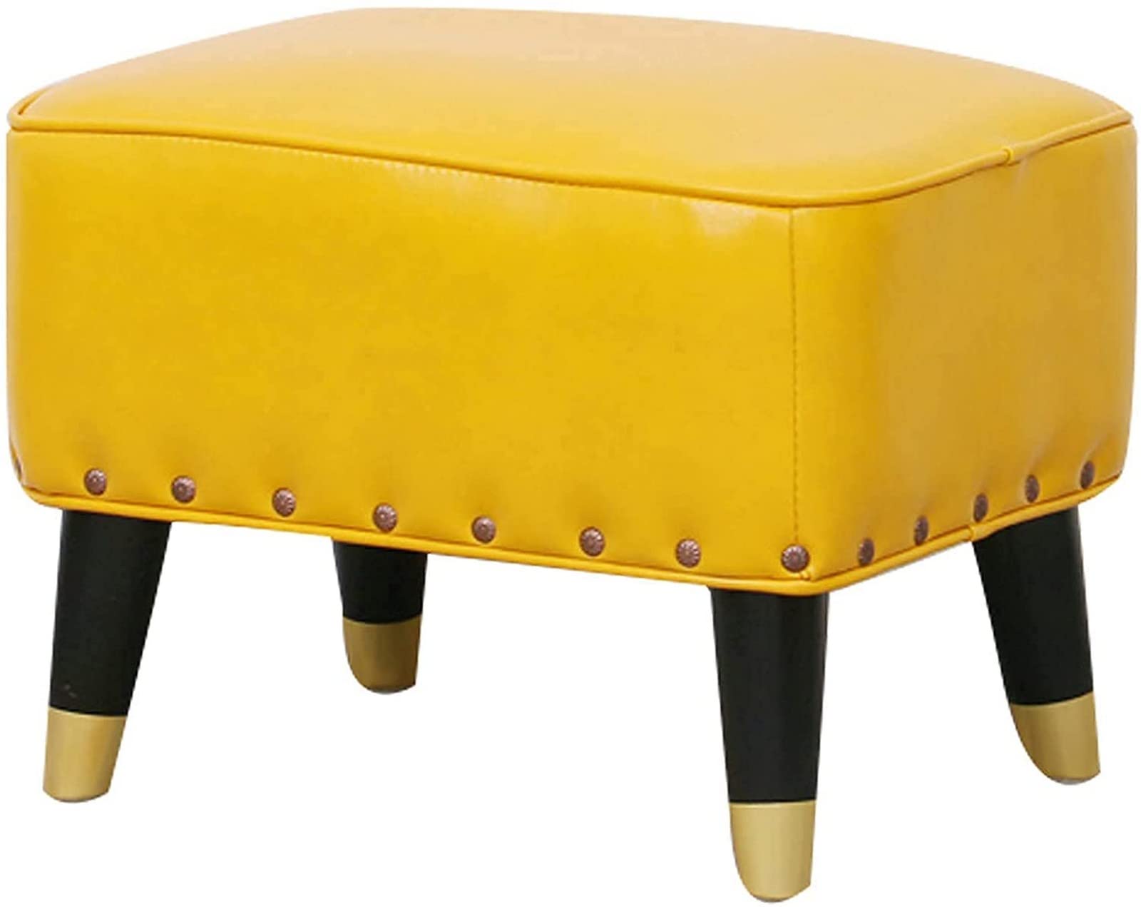 Repose-pieds ottoman pour salon : tabouret rembourré jaune cozy