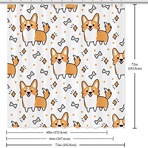 Rideau de douche Corgi avec motif os de chien étanche - 7