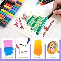 Artecho Acrylstifte Set 48 Farben, wasserfeste Dual Tip Acrylmarker mit 1 mm Feinspitze & 0,5-5 mm Pinselspitze, deckend für Steine, Glas, Holz, Keramik, Leinwand & DIY – Ansicht 4