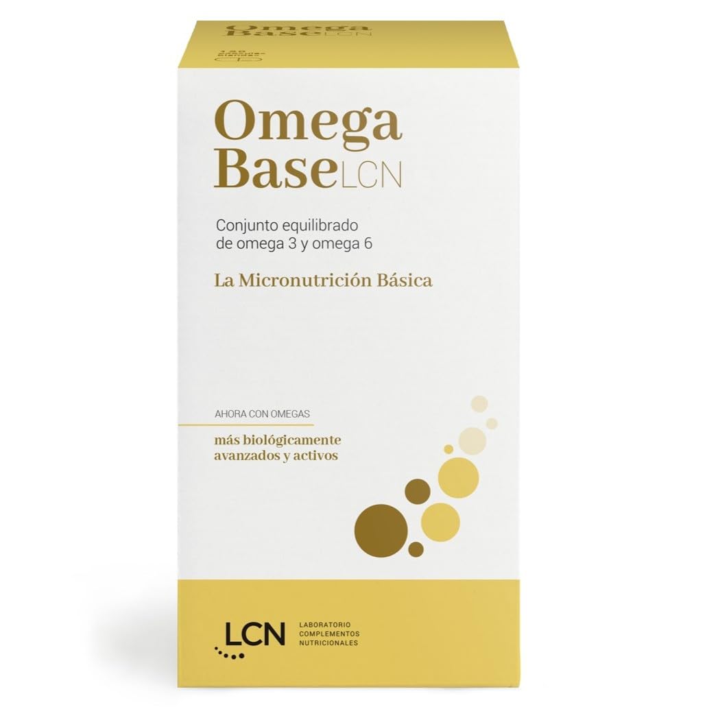 LCN Omega Base LCN Complemento Alimenticio Omega 3 + Omega 6 (DHA, ALA, SDA, LA y GLA), No Contiene EPA, Certificado IFOS, (1 Envase de 120)
