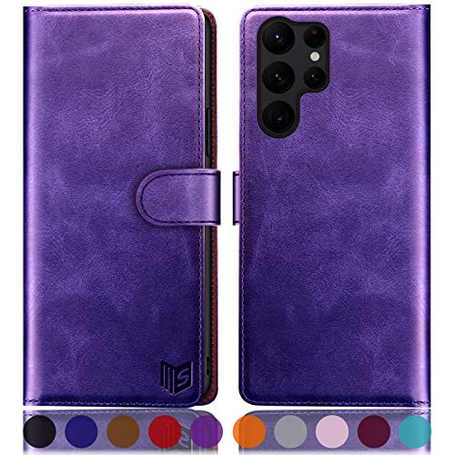 Coque Samsung S23 Ultra protection rabat violette et étui portefeuille RFID