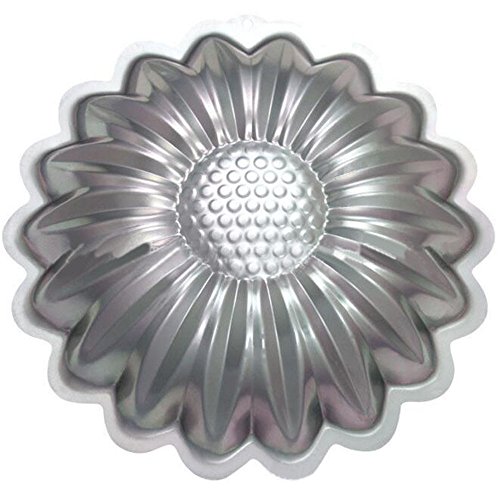 MJQDCX Sunflower Cake Pan, Kids 3D Birthday Cake Pan, Silver, AluminumDIY Birthday Tin Cake Mould255X255X50MM