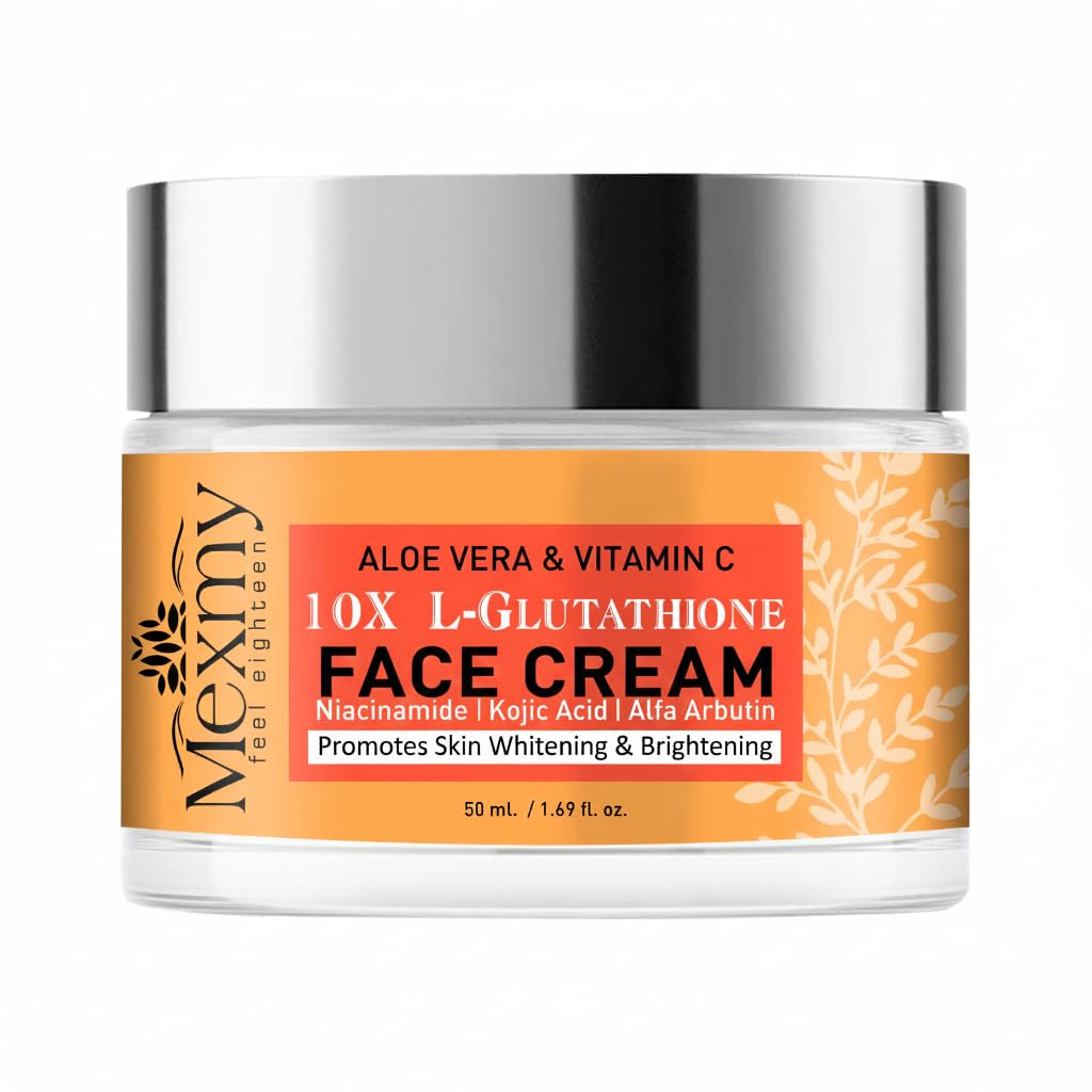 Mexmy L-glutathione Cream With Vitamin C, Niacinamide And Alpha Arbutin,kojic Acid Helps In Dark Spot, Tan Glowing Skin Non-greasy & Lightweight Face Cream For Men & Women (Pack Of 1-50gm)