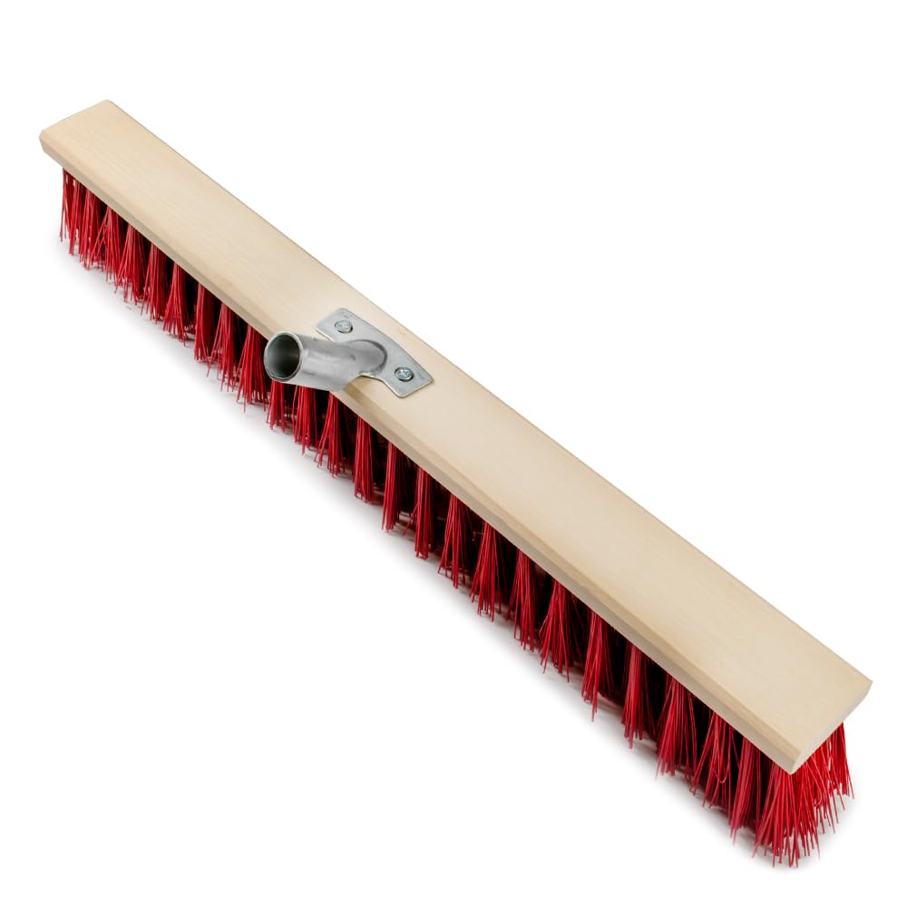 2 Stück Straßenbesen 60 cm mit Stiel 150 cm Holz draußen Gartenbesen Industriebesen Robuster Outdoor Besen mit Stabilen Borsten für Hof Garten und Gehwege (60cm + Stiel 150cm)
