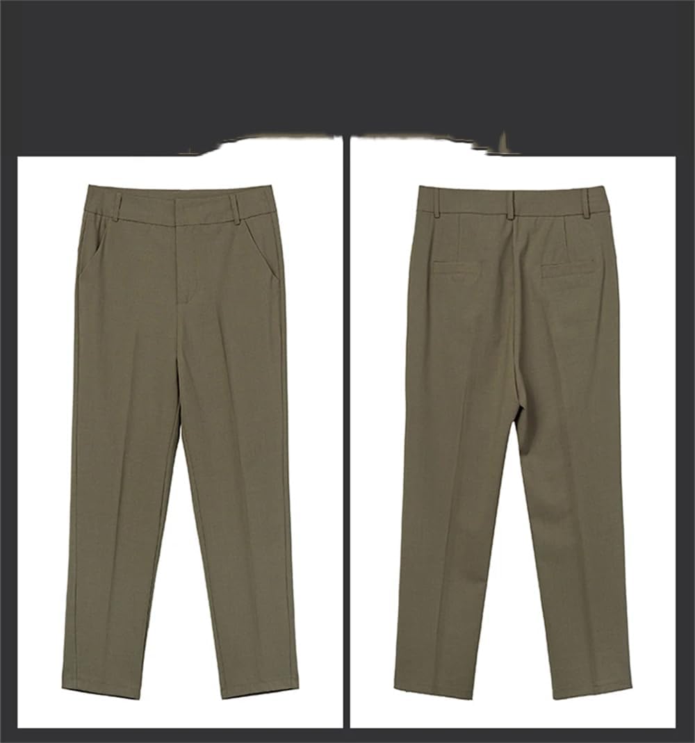 Women Casual Straight Suit Pants Slim High Waist Business Work Trousers