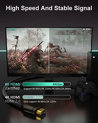 Tesmax 8K Hdmi Cable 48Gbps 3Ft Certified Ultra High Speed 8K60Hz 4K120Hz, Hdcp 2.2 2.3 Dynamic Hdr Hdr10 Earc, Compatible With Dolby Vision Apple Tv 4K/Samsung/Lg/Sony/Ruko/Ps5/Xbox/Rtx3080/Blu-Ray #TOP2