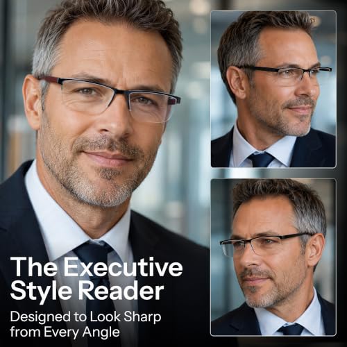 Image of Gaoye Executive Style Reading Glasses Men - Durable Readers with Blue Light Filtering- Comfortable Fit with TR90 Frames