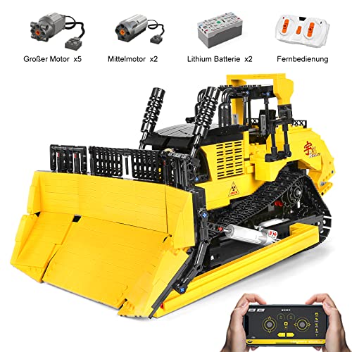通用 Happy Build Technik RC Bulldozer mit Motor, 1866 Teile klemmbausteine Technik Ferngesteuert Bulldozer mit Akku und… – Bild 3