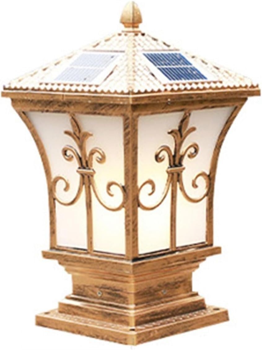 Lampadaires solaires extérieurs étanches jardin aluminium lampe solaire cour marron 36cm