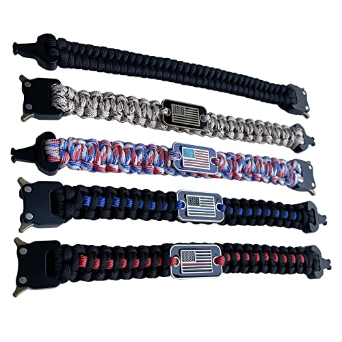 SU LIFE Pulseiras Paracord feitas à mão com bandeira dos EUA e fivelas de liberação rápida de metal