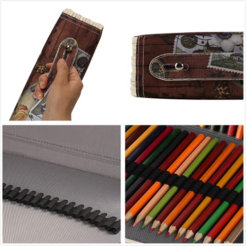 Shulaner Estojo de lápis de cor com 200 compartimentos com fecho de zíper, grande capacidade, estilo