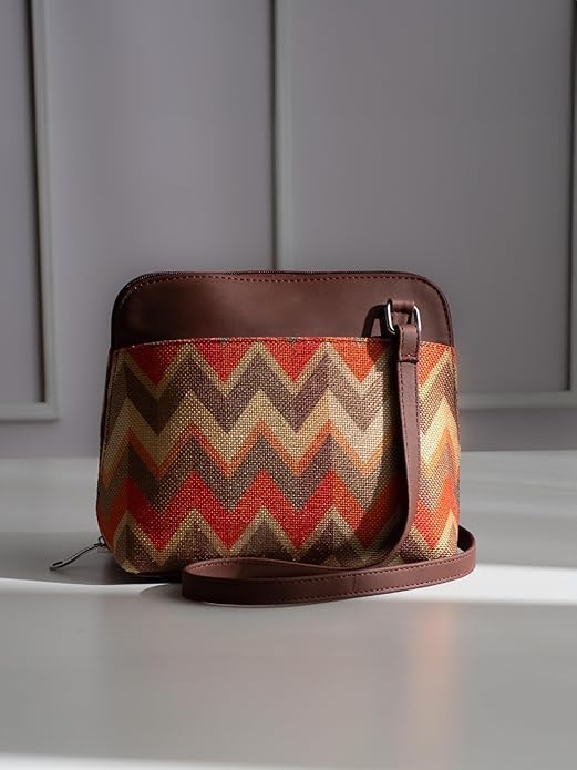 Printed Vegan Leather Sling Bag for Women – Stylish Crossbody Handbag with Adjustable Strap, Lightweight Purse for Travel & Everyday Use